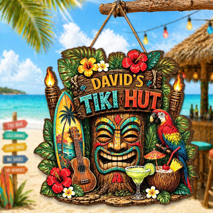 Custom Beach Bar Tiki Wooden Sign