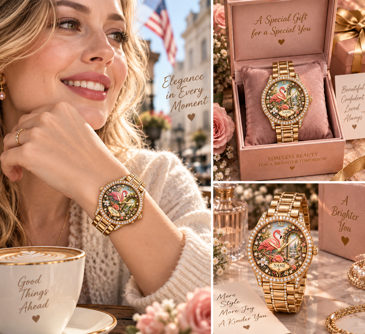 💎 Personalized Women Garden Luxury Floral Animal Watch 36mm