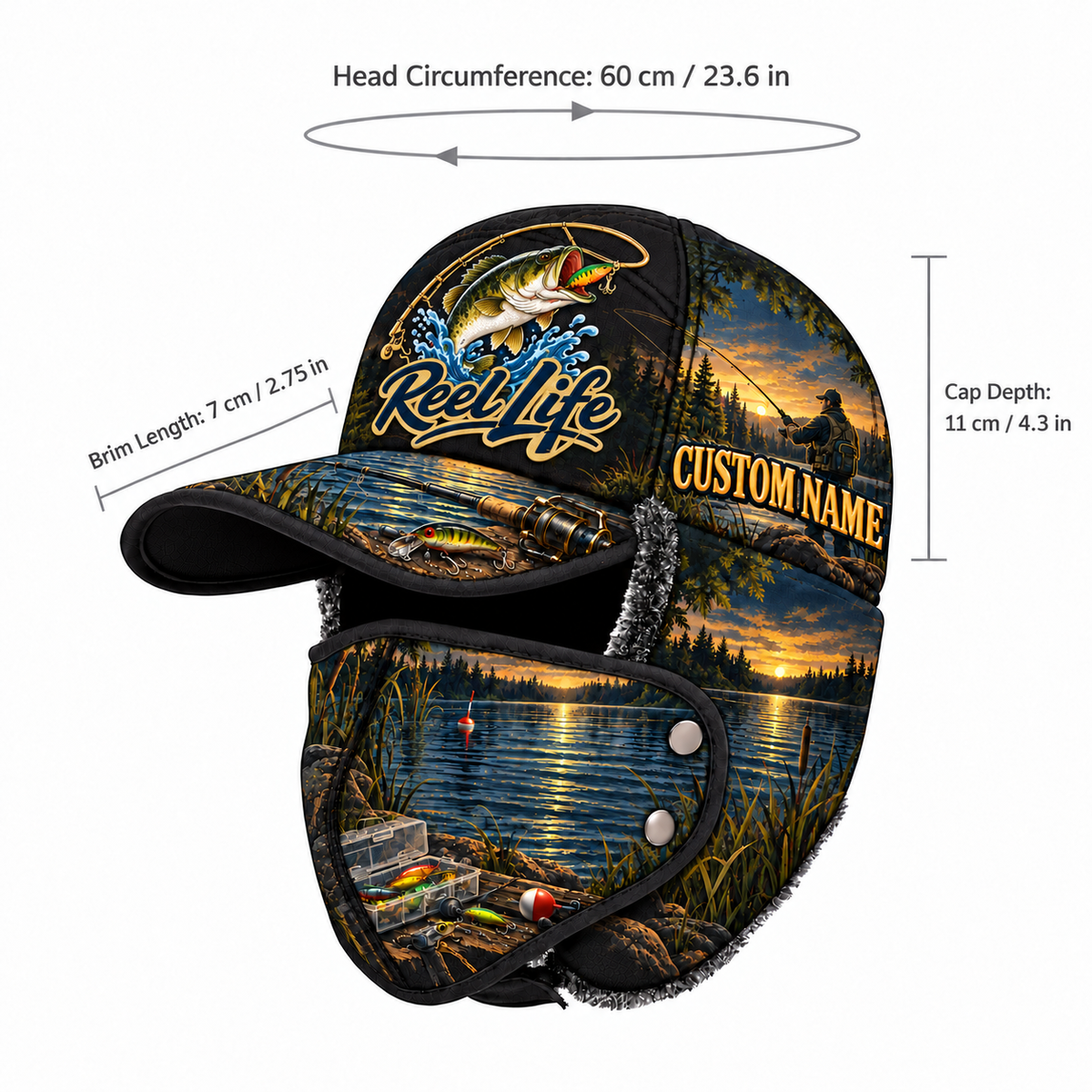 Personalized Fishing Winter Hat – Warm Windproof Outdoor Trapper Hat 🎣❄️