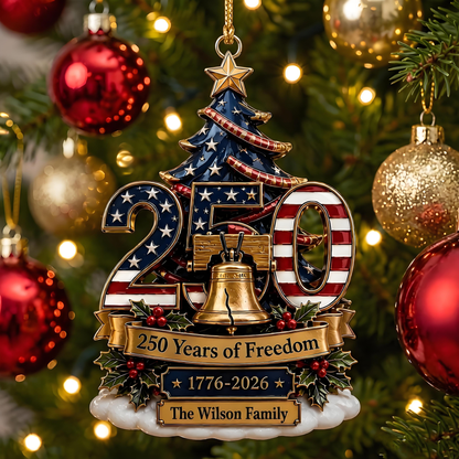 Custom 250th Anniversary USA Christmas Tree Ornament