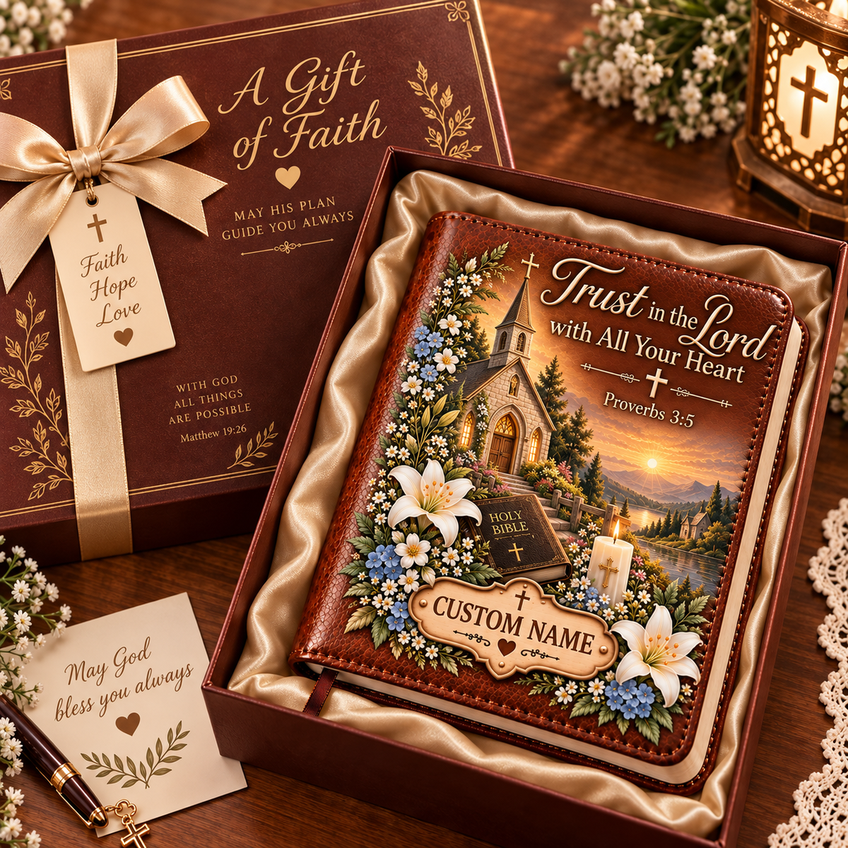 📖 Personalized Leather Scripture Notebook