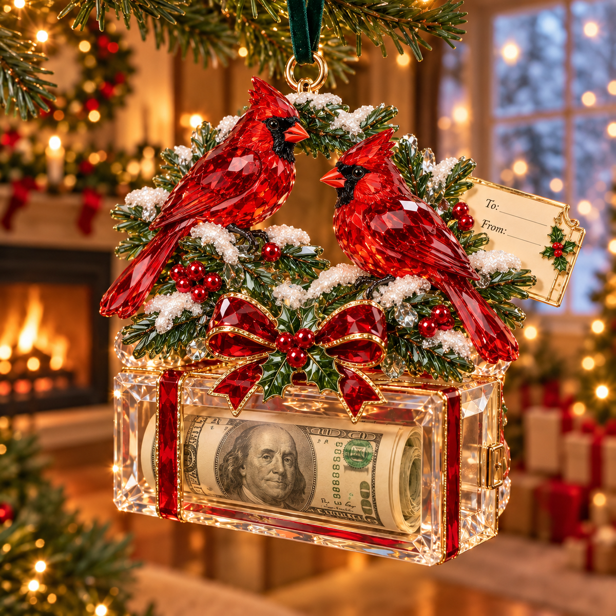 2026 Crystal-Style Christmas Money Holder Ornaments – 20 Festive Designs with Gift Tags