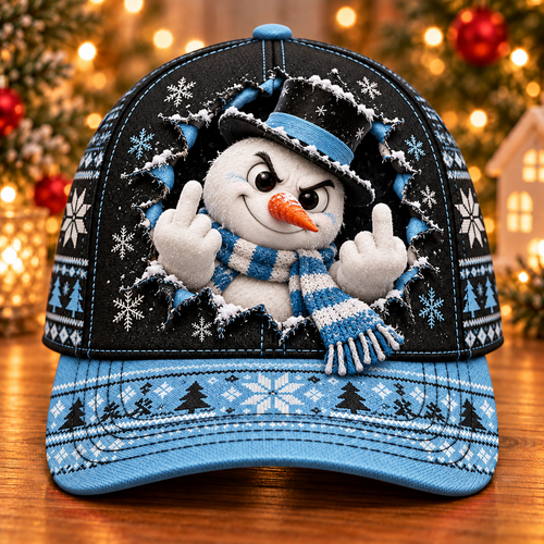 🎅 Funny Christmas Baseball Cap – Naughty Holiday Characters with 3D Illusion Print