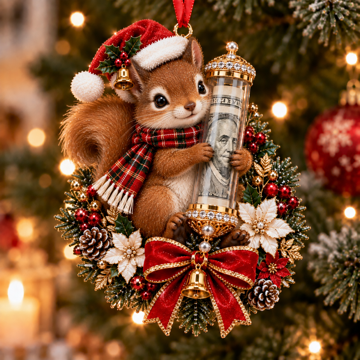 🎁Christmas Cute Animal Cash Gift Ornament – Holiday Tree Decoration🎄💵