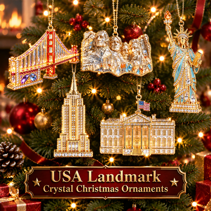 USA Landmark Crystal Christmas Ornaments – Luxury Crystal Christmas Ornaments 🎄✨