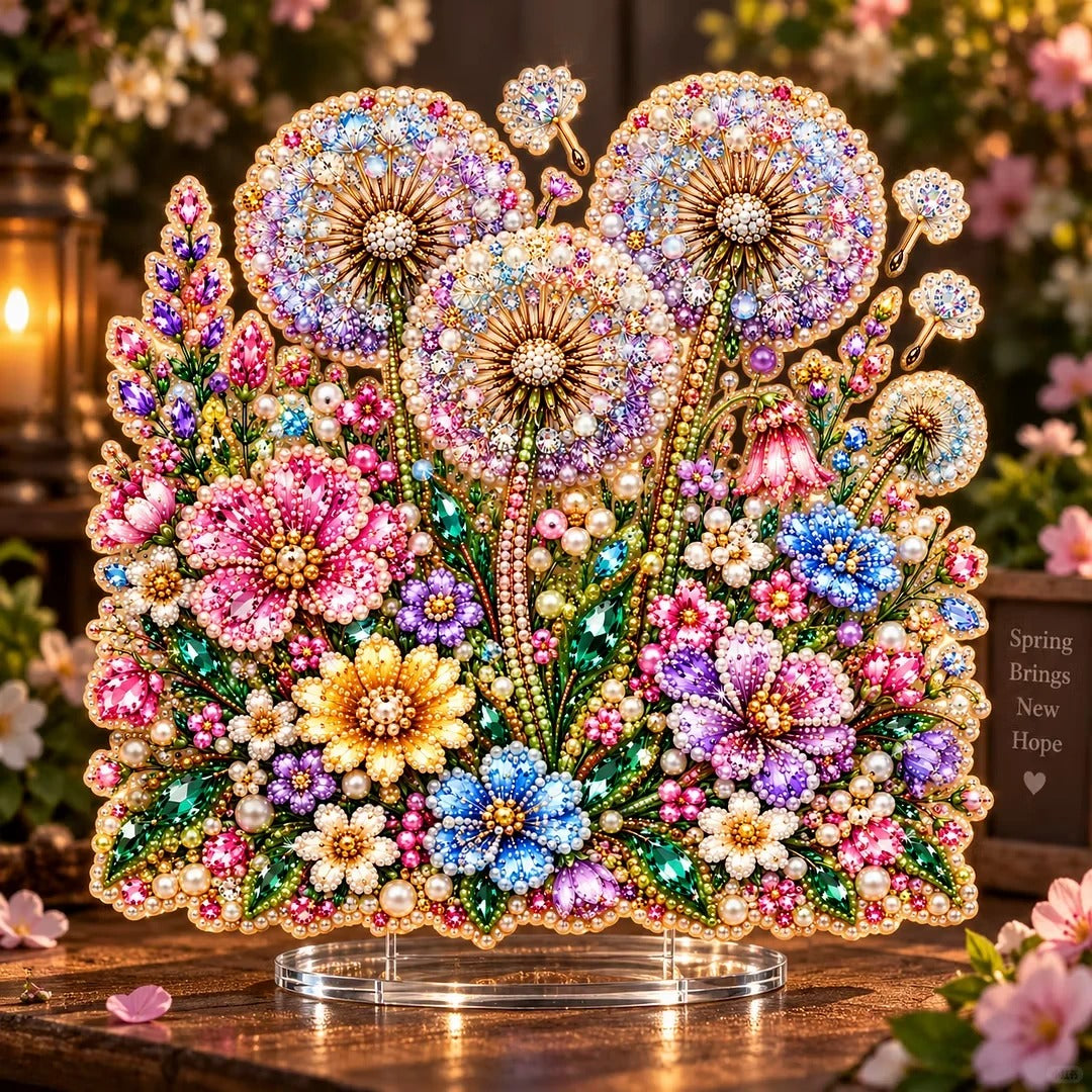 Sparkling Pearl & Jewel Painting Acrylic Display Ornament Gift 🌸✨