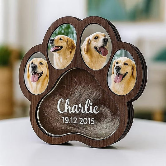 Personalized Pet Memorial Paw Frame with Photo & Fur Keepsake
