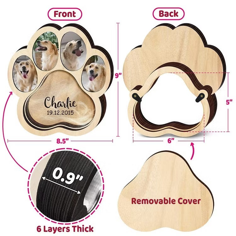 Personalized Pet Memorial Paw Frame with Photo & Fur Keepsake