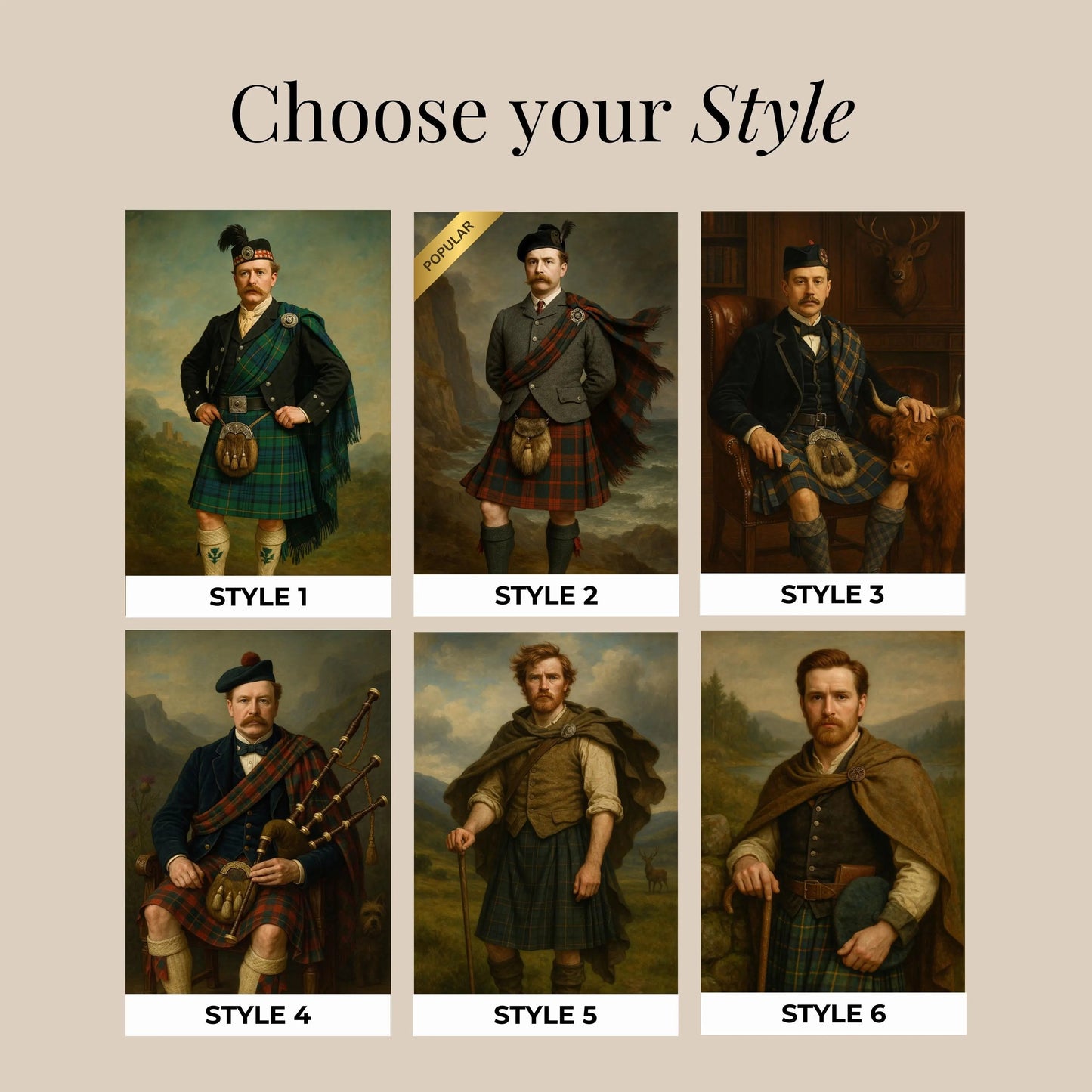 Custom Portrait for Him in Kilt