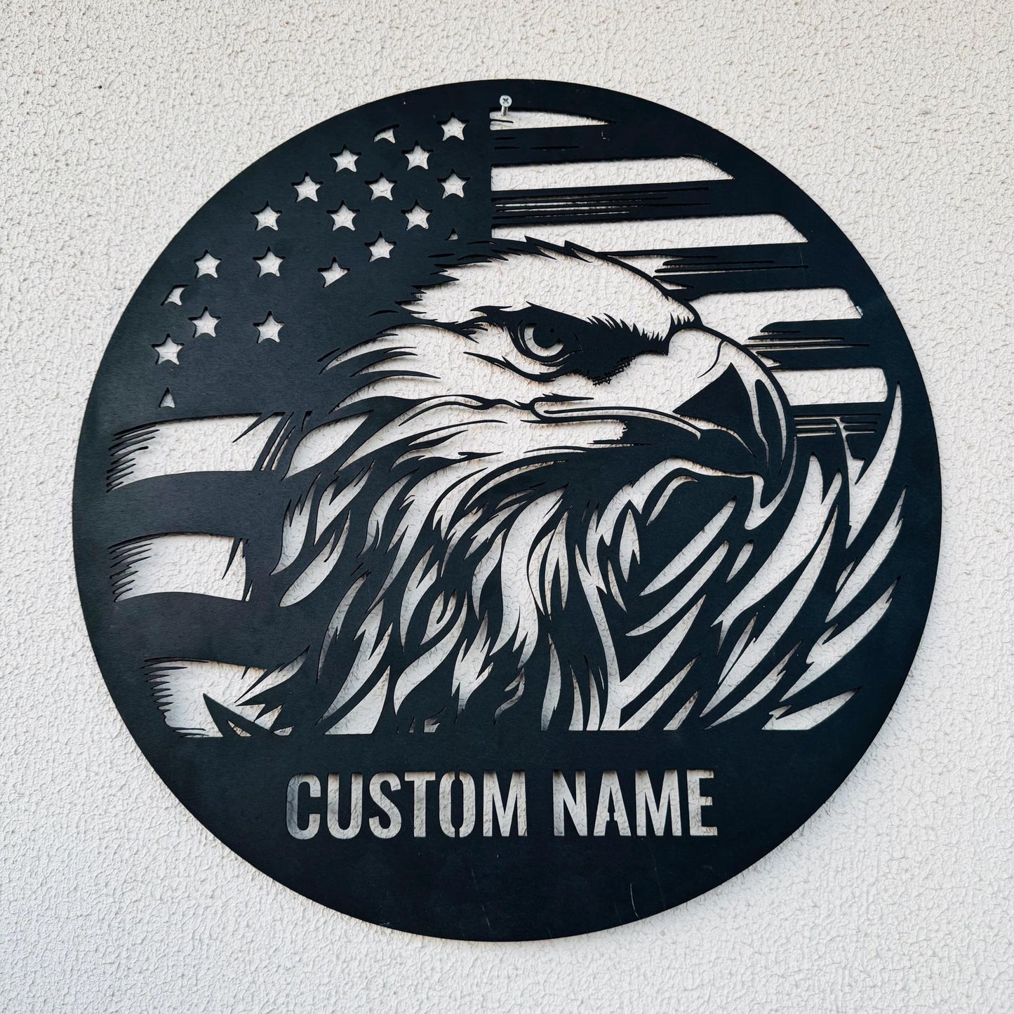 Custom Eagle US Flag Metal Sign