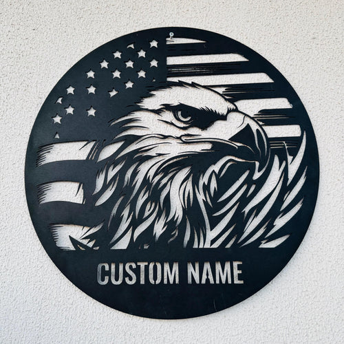 Custom Eagle US Flag Metal Sign