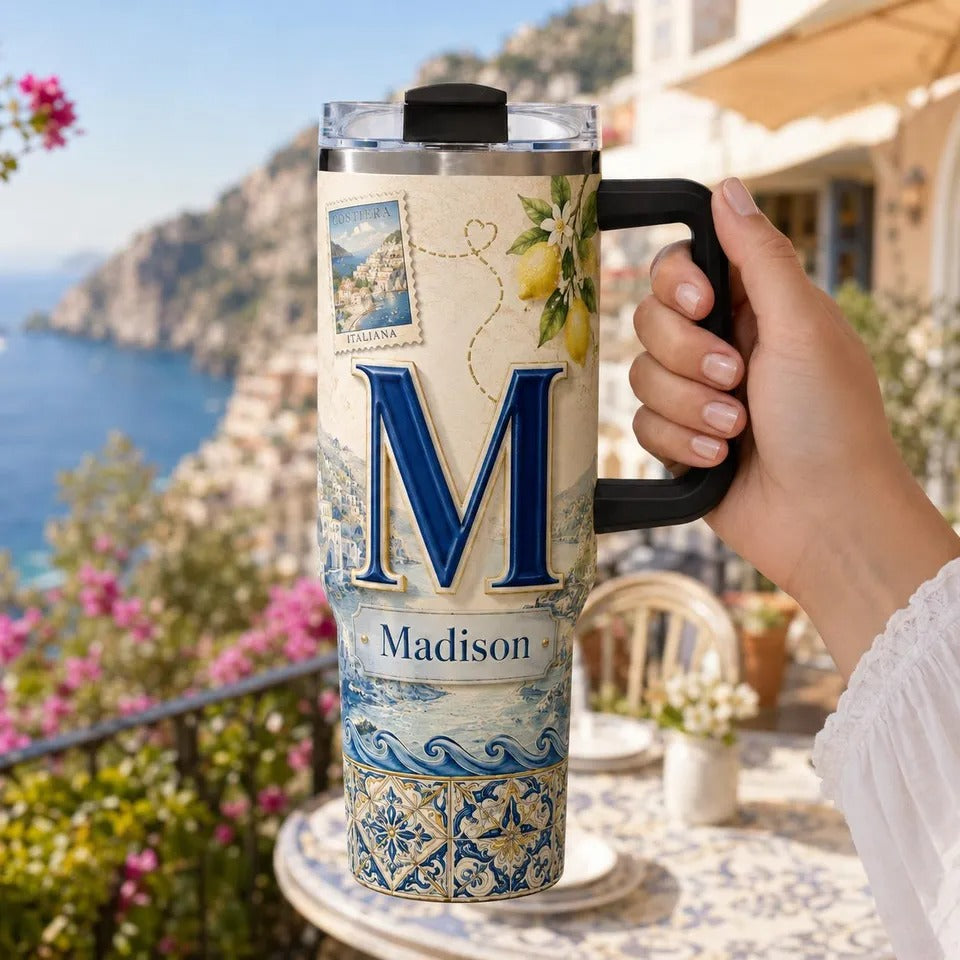 Personalized Italian Coast Monogram Tumbler With Name