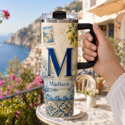 Personalized Italian Coast Monogram Tumbler With Name