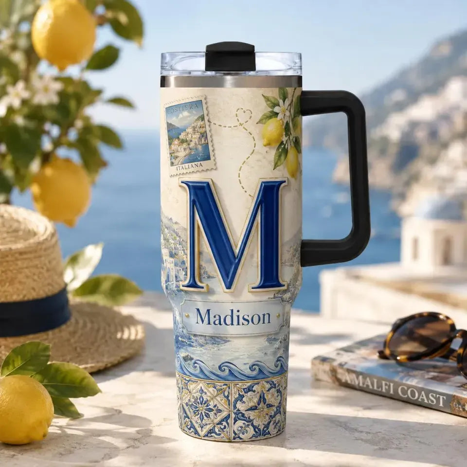 Personalized Italian Coast Monogram Tumbler With Name