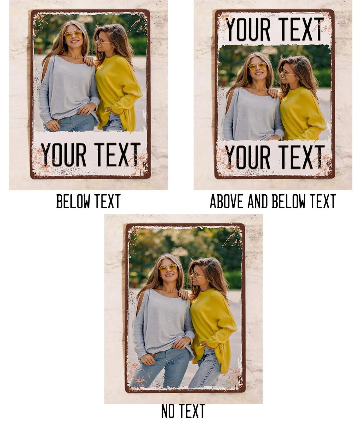 Custom photo metal plaques—add your own photos and text