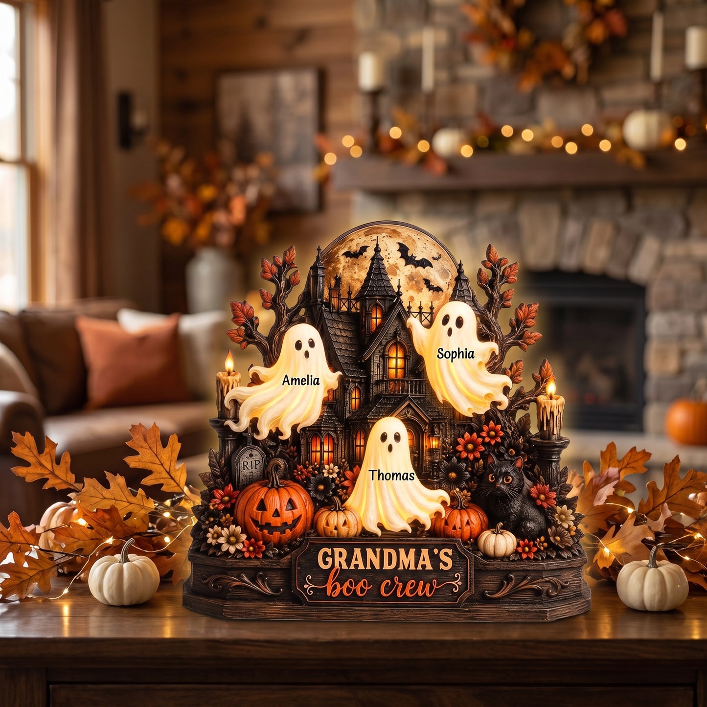 Custom Spooky Ghost Light Box - Halloween The Family - Gift for Grandma, Family