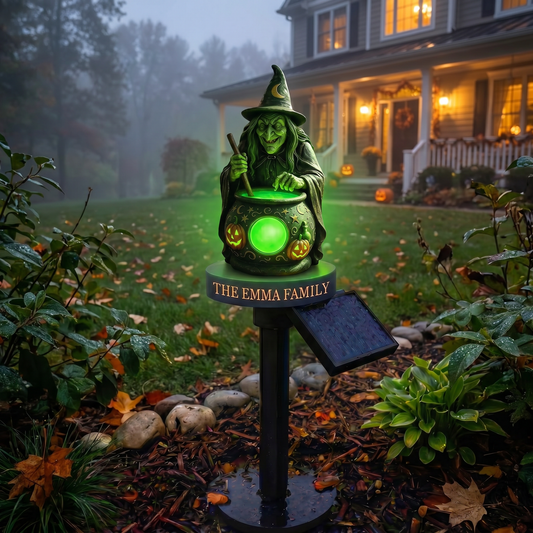 🧙Personalized Halloween Witch Garden Solar Liaht