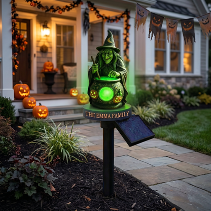 🧙Personalized Halloween Witch Garden Solar Liaht