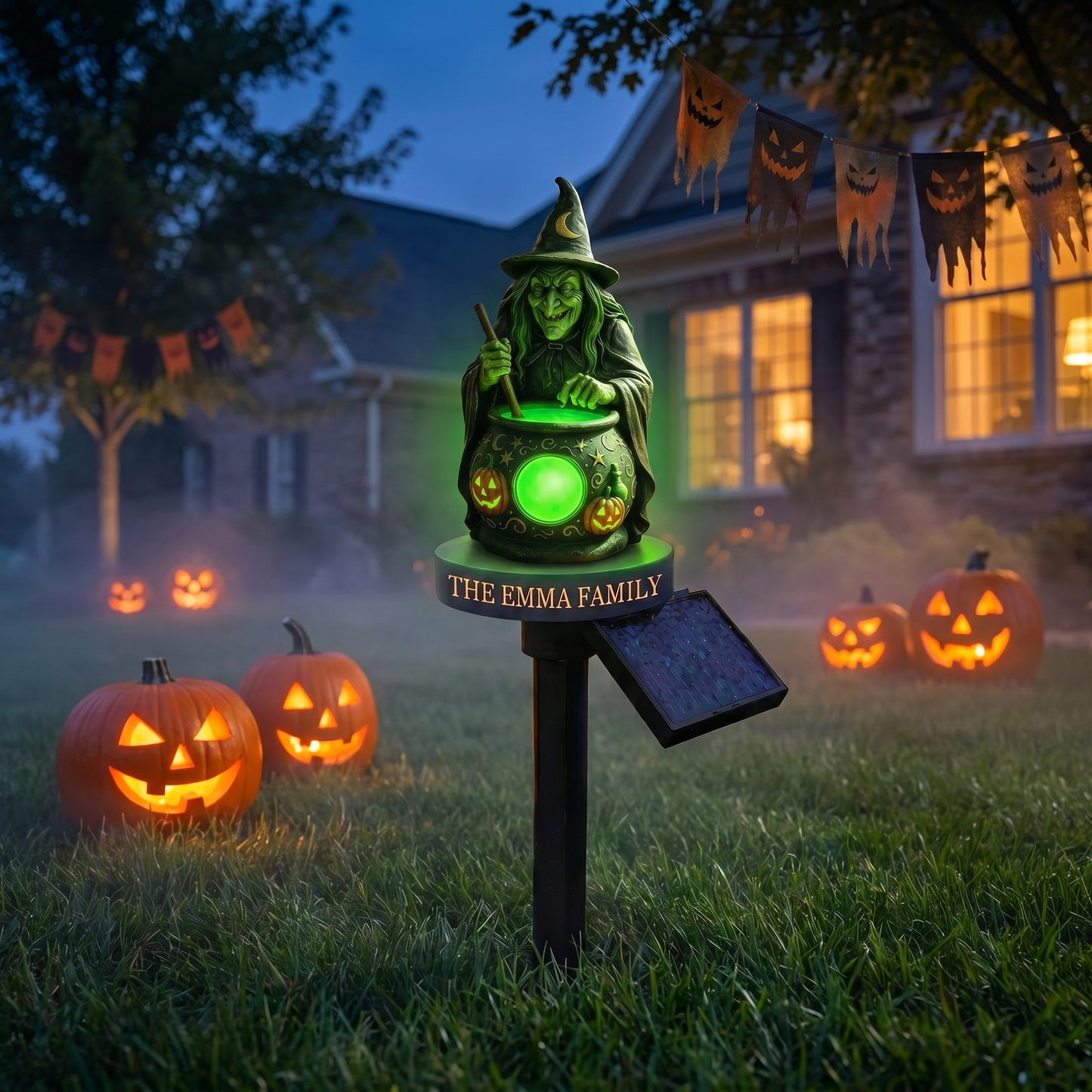 🧙Personalized Halloween Witch Garden Solar Liaht