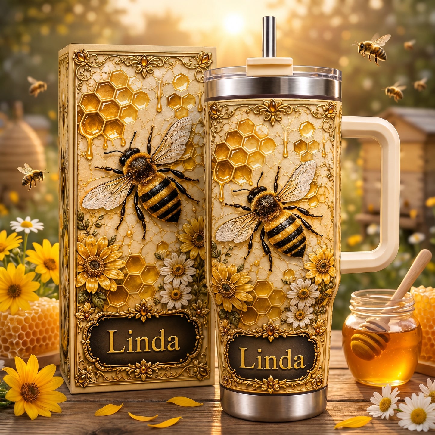Personalized Bee & Honey Tumbler