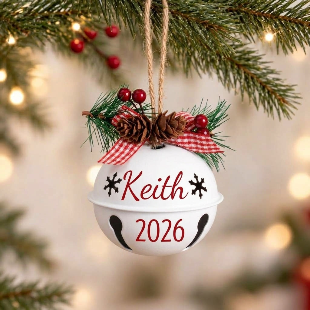 ✨ 💖 Personalized Jingle Bell Ornament – Gift For Family 🎄