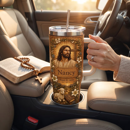 Personalized Walk By Faith Christian Tumbler