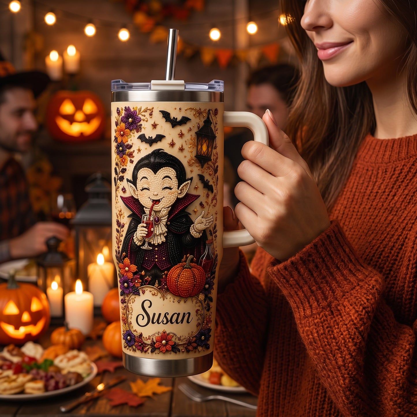 🧛‍♂️🥤Personalised Cute Halloween Vampire Tumbler