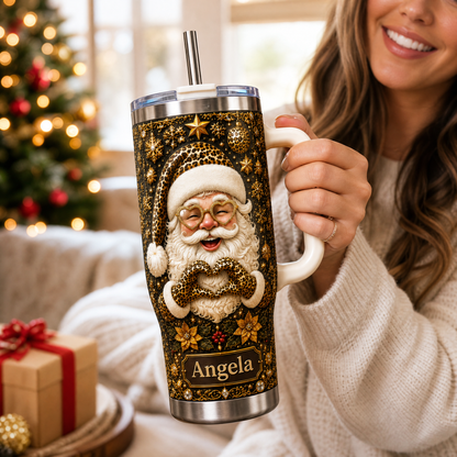 Personalised Leopard Santa Christmas Tumbler