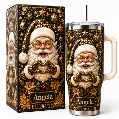 Personalised Leopard Santa Christmas Tumbler