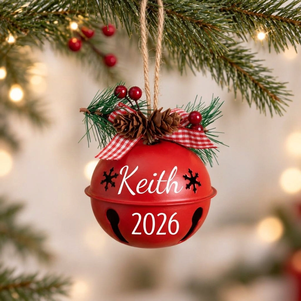 ✨ 💖 Personalized Jingle Bell Ornament – Gift For Family 🎄