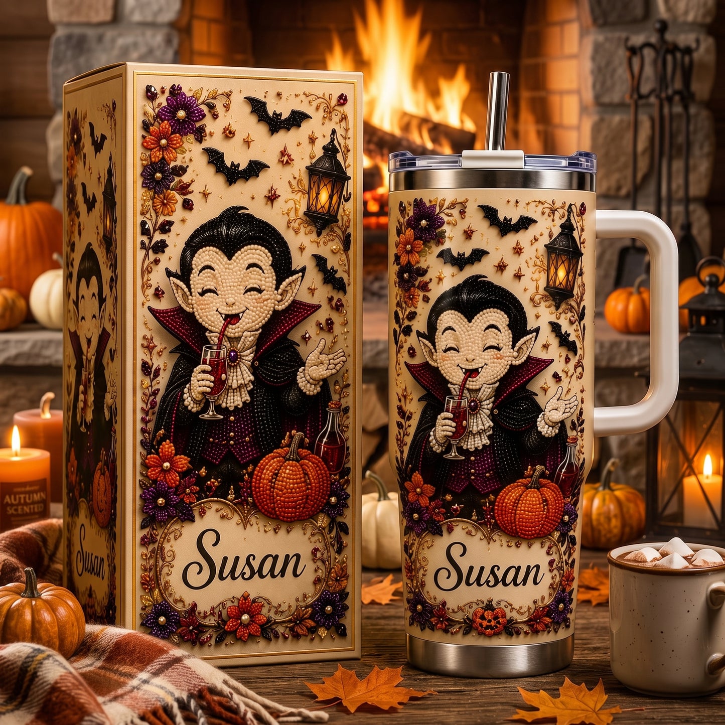 🧛‍♂️🥤Personalised Cute Halloween Vampire Tumbler