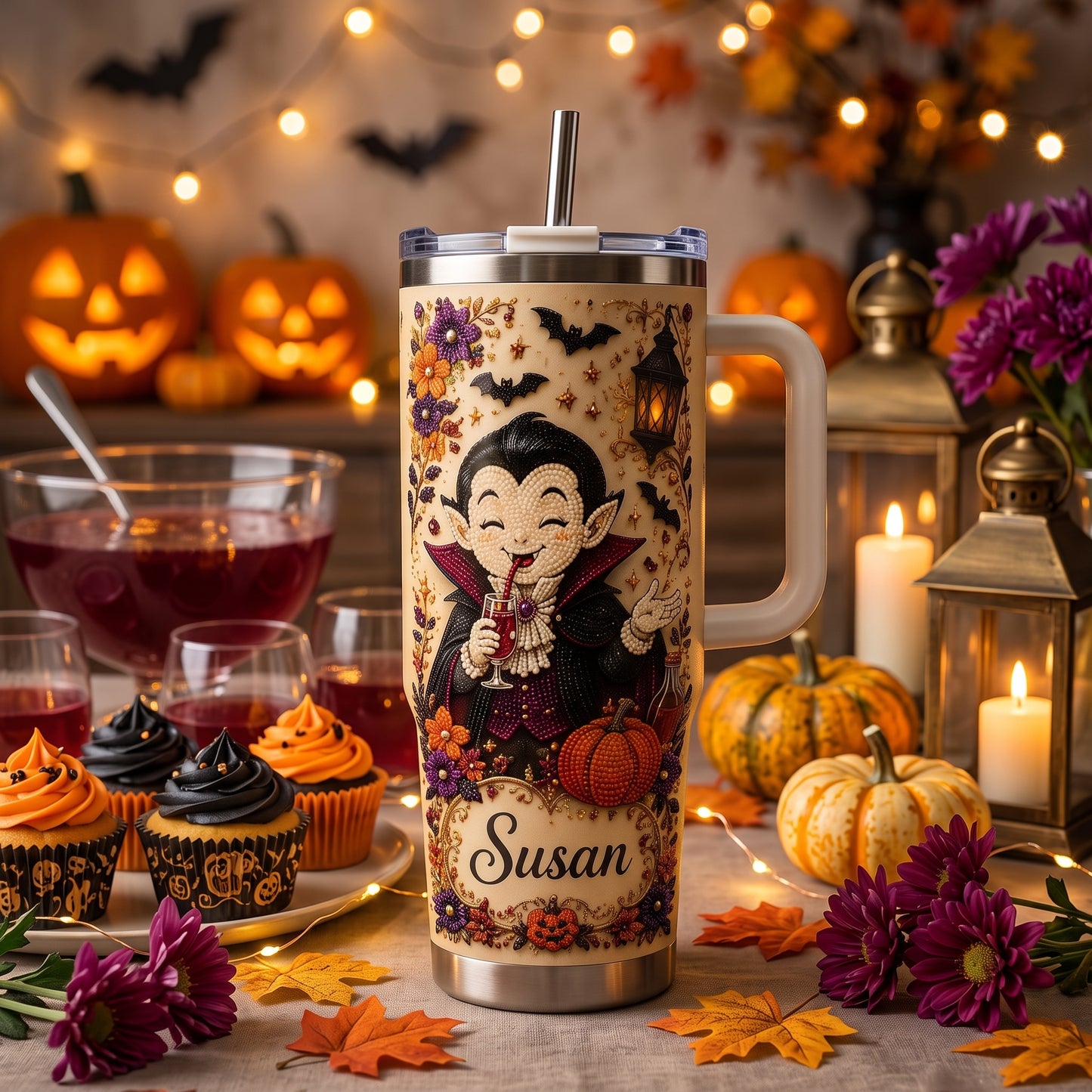 🧛‍♂️🥤Personalised Cute Halloween Vampire Tumbler