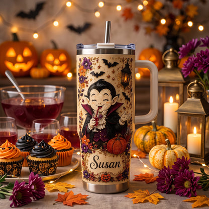 🧛‍♂️🥤Personalised Cute Halloween Vampire Tumbler