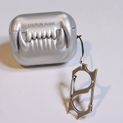 🦷 Custom Name Saber Tooth Silicone AirPods Case – Bold Style Meets Ultimate Protection