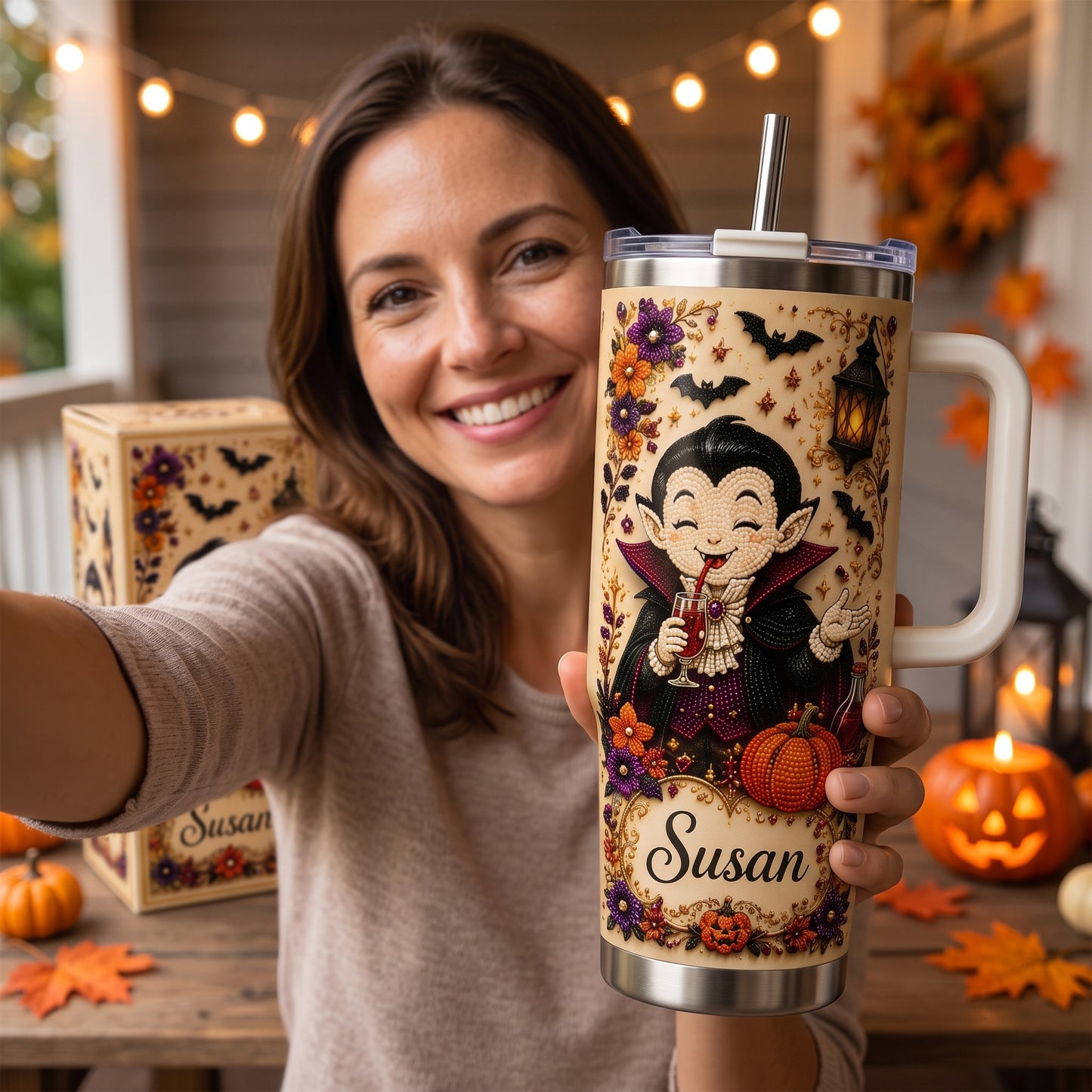 🧛‍♂️🥤Personalised Cute Halloween Vampire Tumbler
