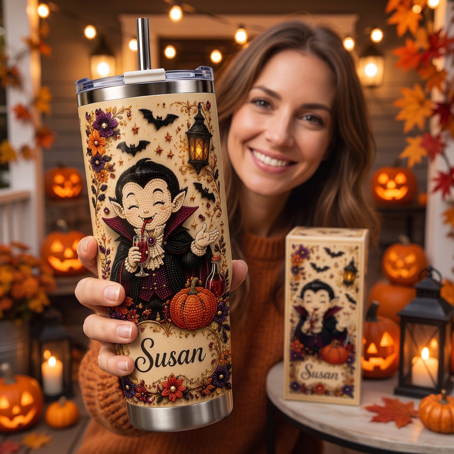 🧛‍♂️🥤Personalised Cute Halloween Vampire Tumbler