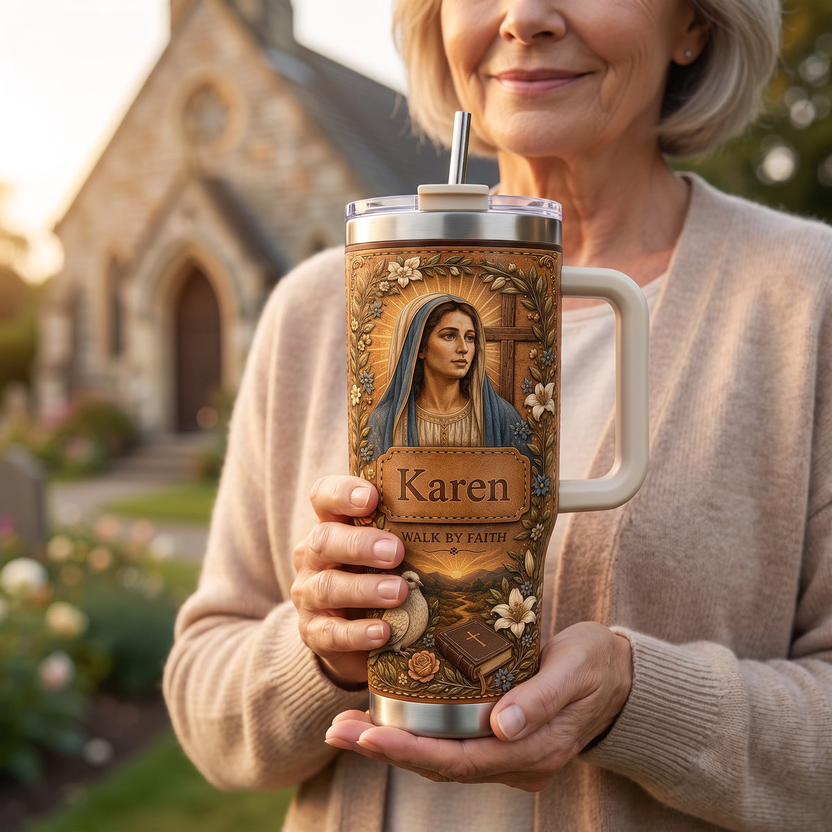 Personalized Walk By Faith Christian Tumbler