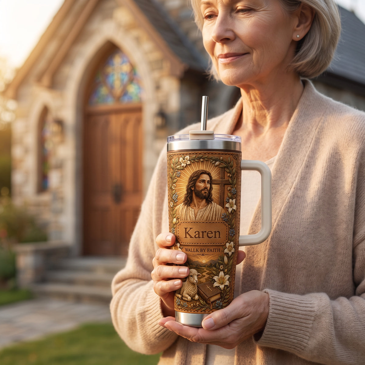 Personalized Walk By Faith Christian Tumbler