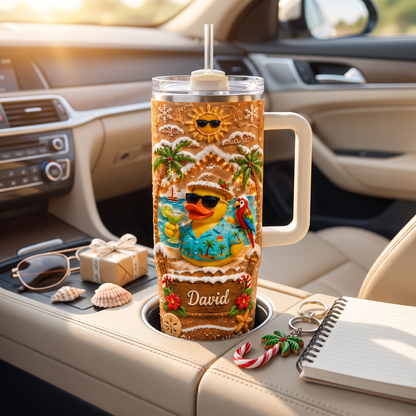 Personalized Tropical Christmas Duck Tumbler