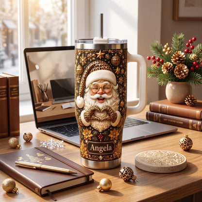 Personalised Leopard Santa Christmas Tumbler
