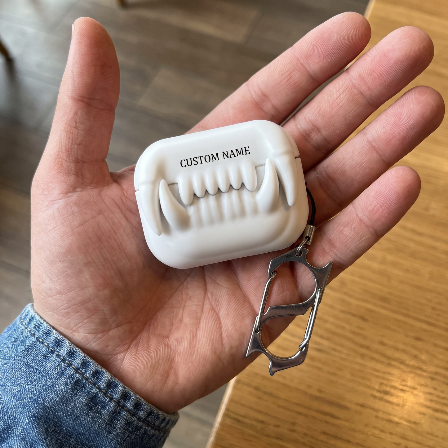 🦷 Custom Name Saber Tooth Silicone AirPods Case – Bold Style Meets Ultimate Protection