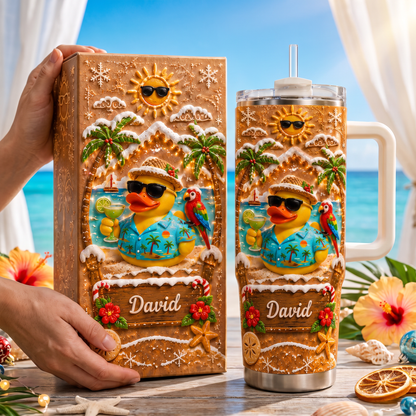 Personalized Tropical Christmas Duck Tumbler