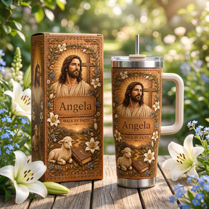 Personalized Walk By Faith Christian Tumbler