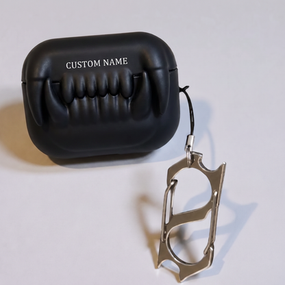🦷 Custom Name Saber Tooth Silicone AirPods Case – Bold Style Meets Ultimate Protection