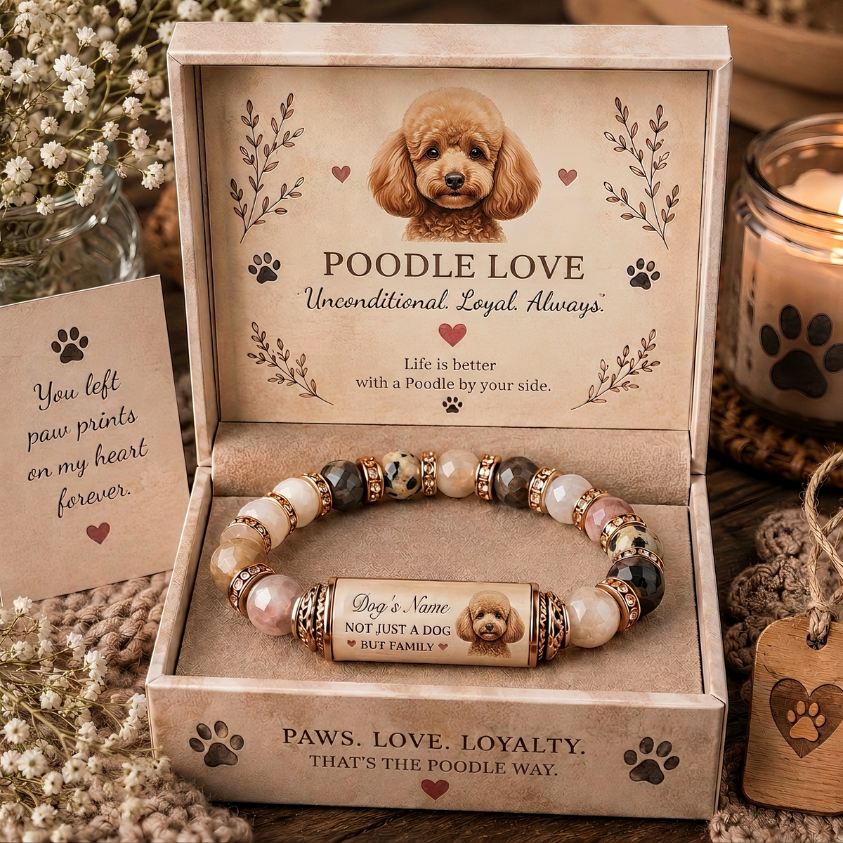🐾 Personalized Dog family Memorial Bracelet Gift Set With gift Box