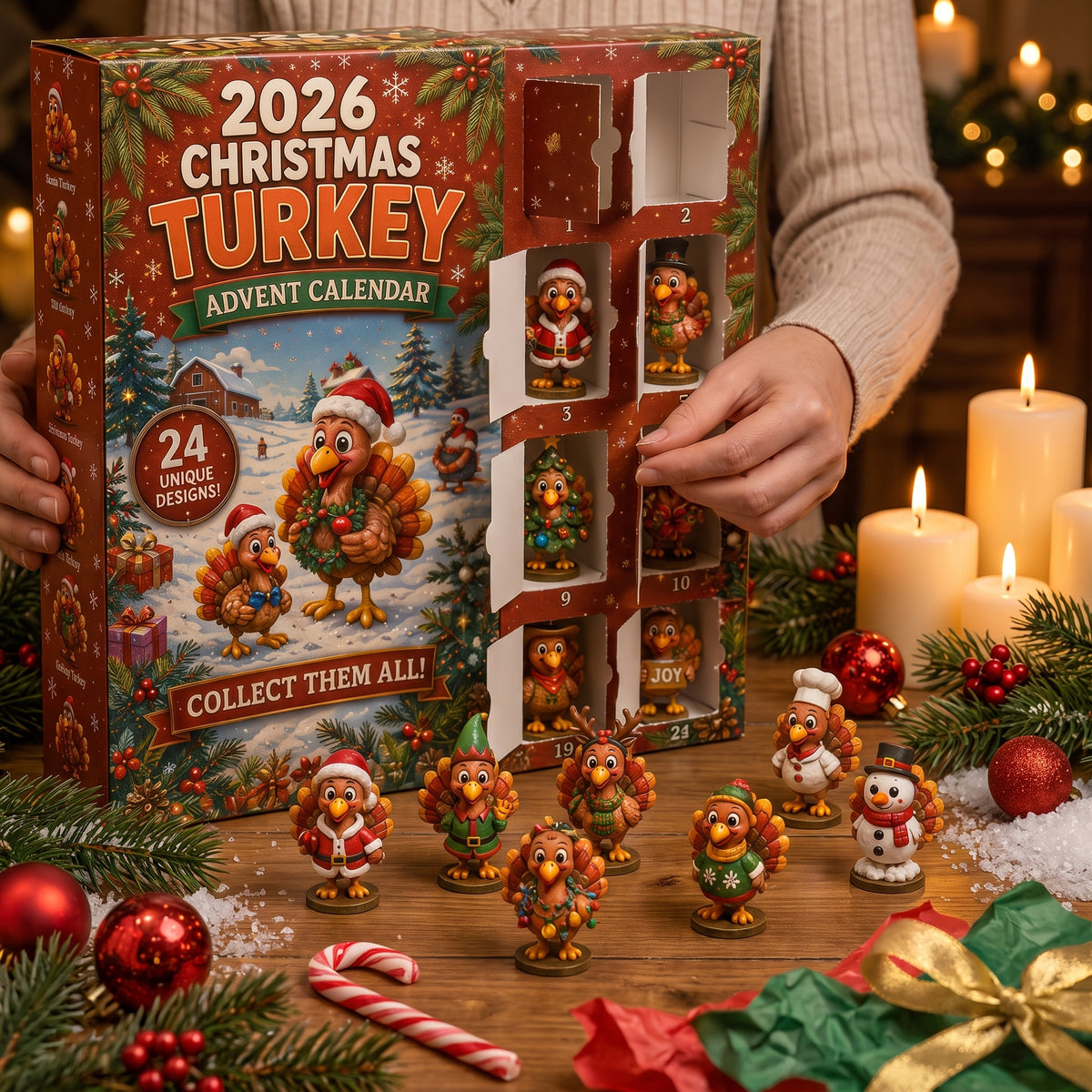🔥🔥45% off today only🦃 2026 Christmas Turkey Advent Calendar - 24 Unique Funny Turkeys to Surprise