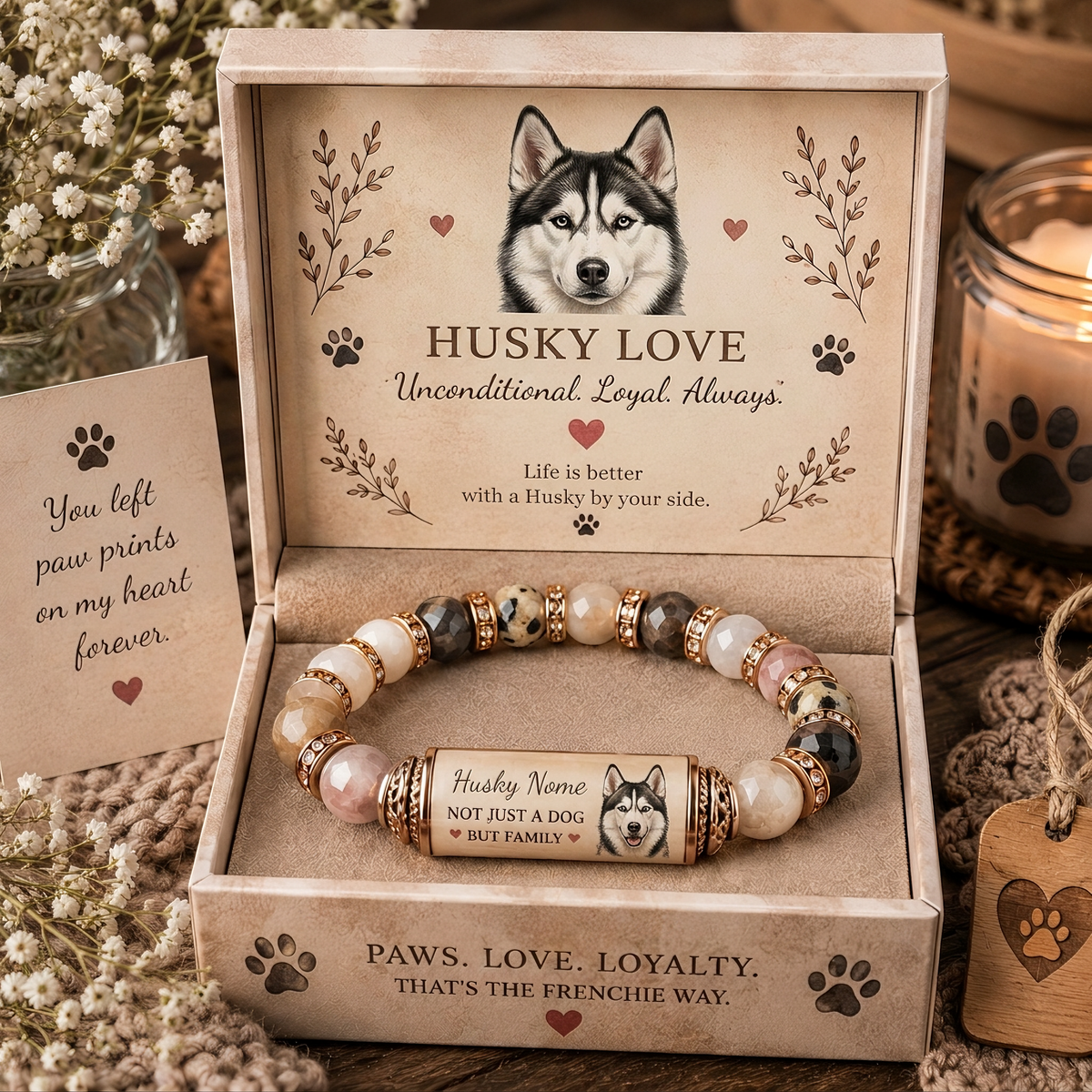 🐾 Personalized Dog family Memorial Bracelet Gift Set With gift Box
