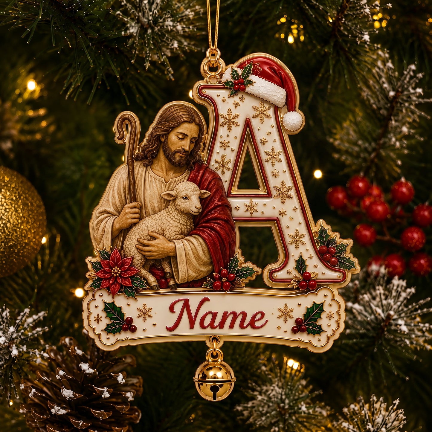 🎄Personalized Christmas Faith Initial Ornament – Custom Name &amp; Family Keepsake