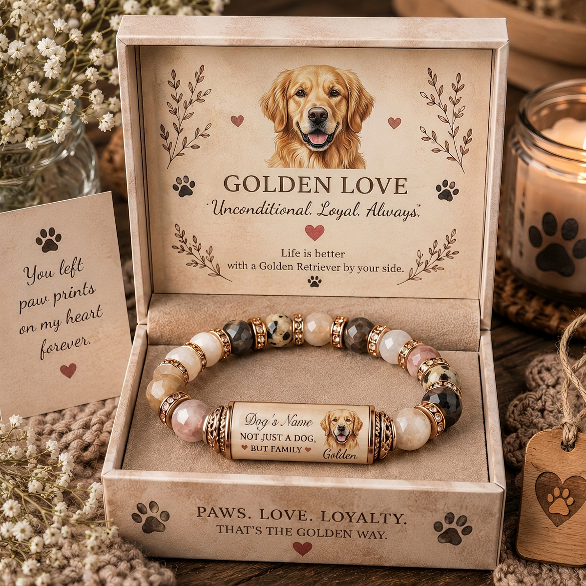 🐾 Personalized Dog family Memorial Bracelet Gift Set With gift Box