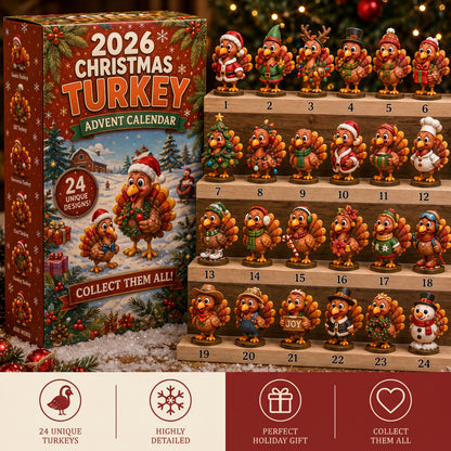 🔥🔥45% off today only🦃 2026 Christmas Turkey Advent Calendar - 24 Unique Funny Turkeys to Surprise